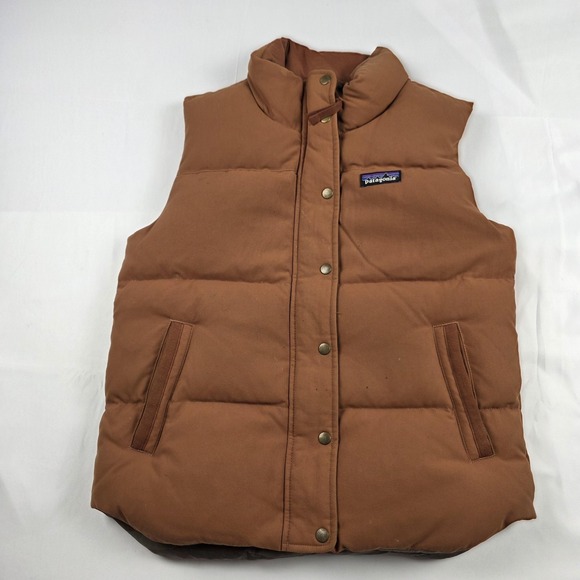 Patagonia Jackets & Blazers - Patagonia Vest Womens Small Brown Down Puffer Quilted Full Zip Camo Lining